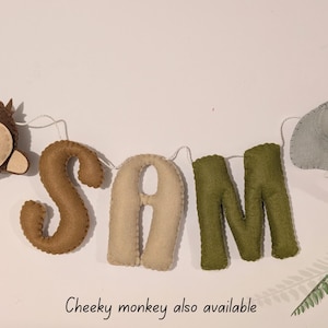 Safari name garland, safari wall decor, jungle nursery decor, safari garland, kids bedroom decor, baby shower gift, safari theme nursery. bild 15