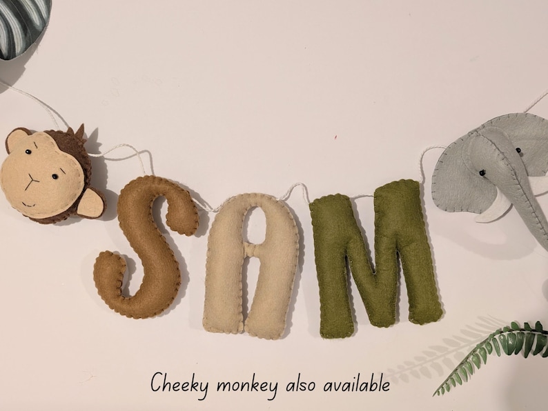 Safari name garland, safari wall decor, jungle nursery decor, safari garland, kids bedroom decor, baby shower gift, safari theme nursery. bild 15