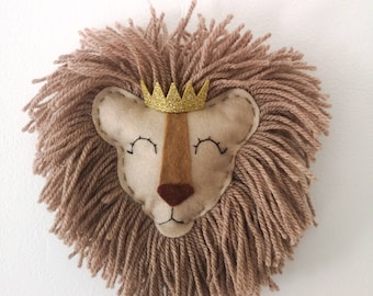 Lion wall hanging, lion head, safari nursery decor, jungle nursery wall  hanging, king of the jungle decor, baby shower gift, kids