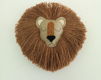 Lion wall hanging, lion head decor, safari nursery decor, jungle nursery wall hanging, king of the jungle decor, baby shower gift, playroom.
