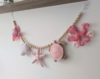 Sea life wall hangings, under the sea decor, ocean nursery accessories, girls under the sea garland, baby shower gift, ocean garland