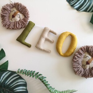 Safari name garland, safari wall decor, jungle nursery decor, safari garland, kids bedroom decor, baby shower gift, safari theme nursery. bild 11