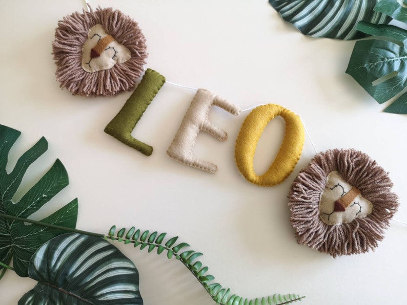 Safari name garland, safari wall decor, jungle nursery decor, safari garland, kids bedroom decor, baby shower gift, safari theme nursery. bild 11
