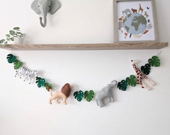 Safari animal garland, safari wall decor, jungle nursery decor, safari nursery decor, baby shower gift, safari theme bedroom, safari banner