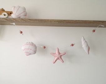 Seashell wall hangings, under the sea decor, ocean nursery accessories, felt wall decor, baby shower gift, newborn gift, ocean garland