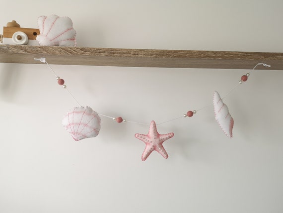 Seashell wall hangings, under the sea decor, ocean nursery accessories, felt wall decor, baby shower gift, newborn gift, ocean garland