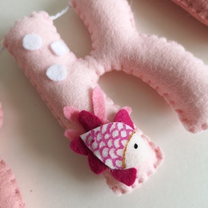 Girls ocean nursery decor, ocean name garland, pink under the sea decor, new baby gift, girls ocean theme bedroom. image 4