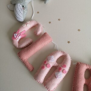 Girls ocean nursery decor, ocean name garland, pink under the sea decor, new baby gift, girls ocean theme bedroom. image 9