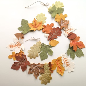 Felt leaf garland, autumn leaf garland, woodland bunting, fireplace garland, felt leaves, Halloween home decor, autumn decor.