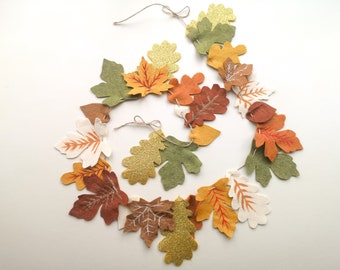 Felt leaf garland, autumn leaf garland, woodland bunting, fireplace garland, felt leaves, Halloween home decor, autumn decor.