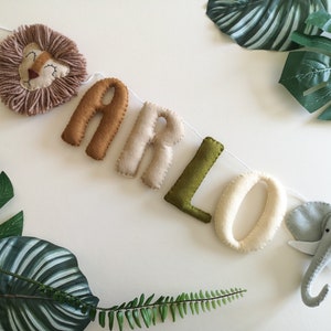 Safari name garland, safari wall decor, jungle nursery decor, safari garland, kids bedroom decor, baby shower gift, safari theme nursery. bild 2