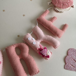 Girls ocean nursery decor, ocean name garland, pink under the sea decor, new baby gift, girls ocean theme bedroom. image 6