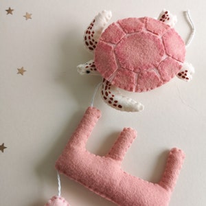 Girls ocean nursery decor, ocean name garland, pink under the sea decor, new baby gift, girls ocean theme bedroom. image 3
