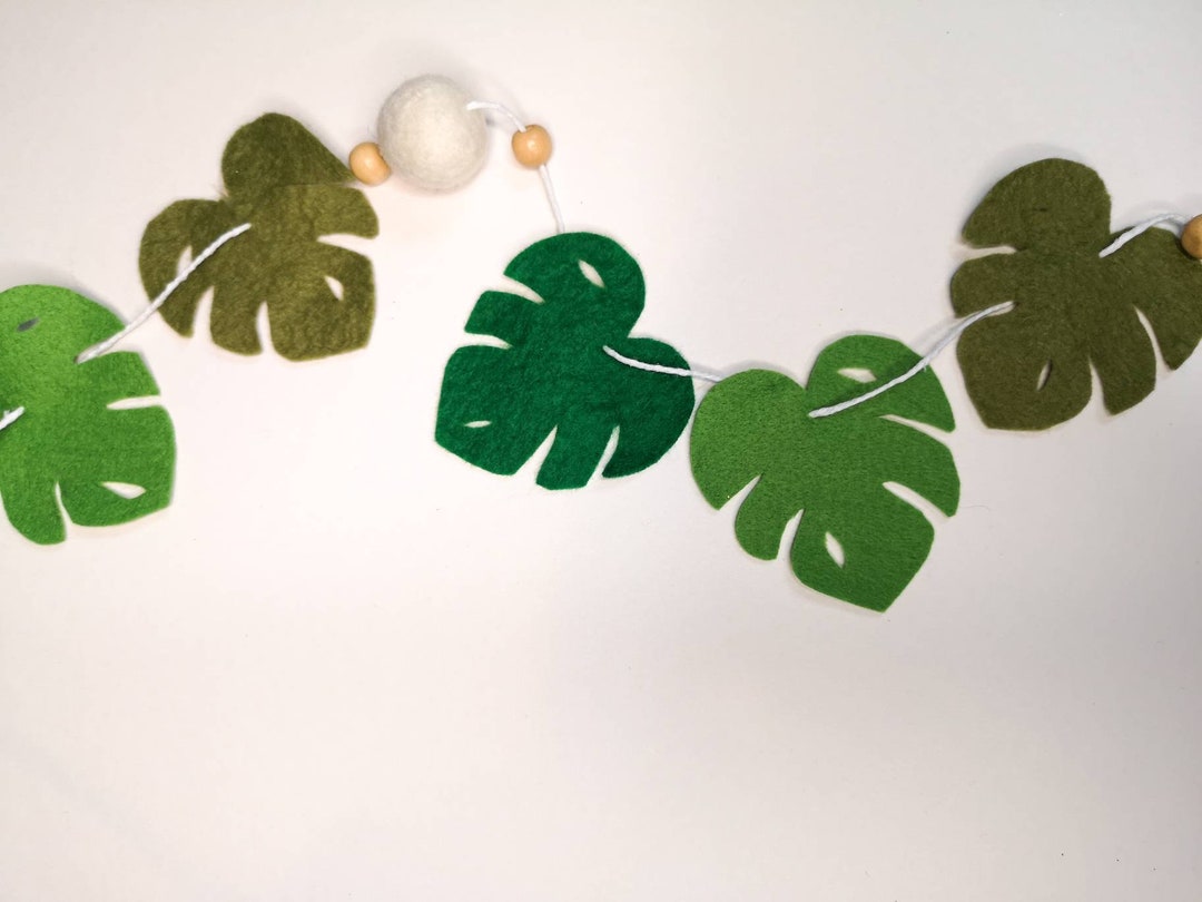 Safari Leaf Garland, Nursery Decor, Jungle Garland, Felt Leaf Bunting