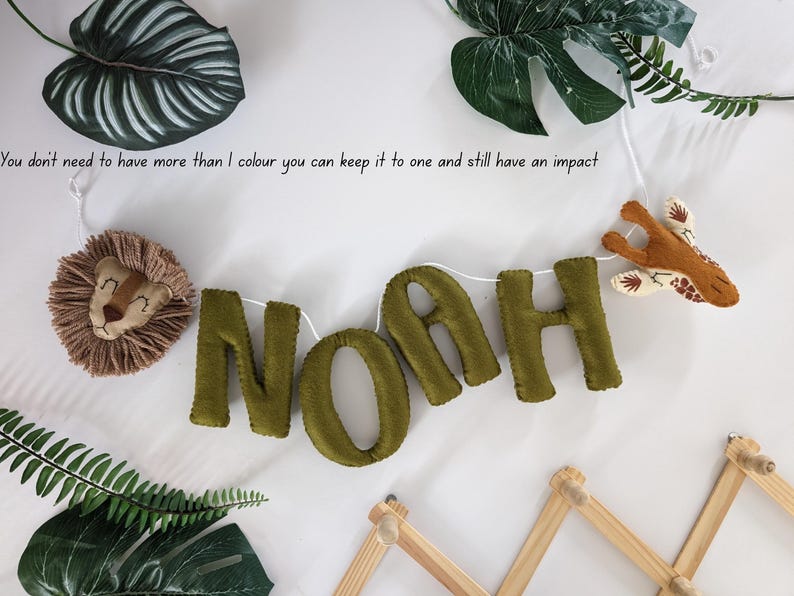Safari name garland, safari wall decor, jungle nursery decor, safari garland, kids bedroom decor, baby shower gift, safari theme nursery. bild 10