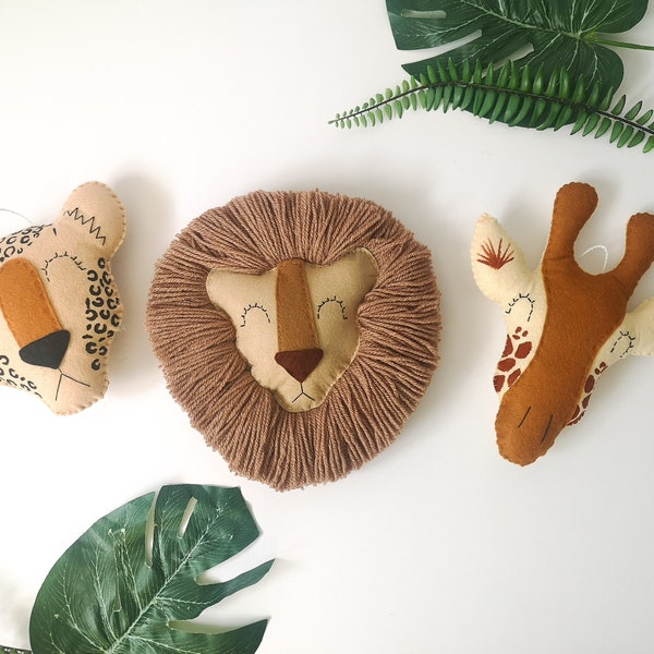 Lion wall hanging, lion head decor, safari nursery decor, jungle theme bedroom, giraffe nursery decor, baby shower gift, playroom.