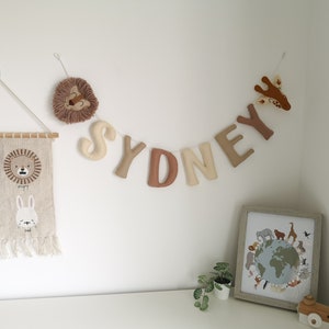 Safari name garland, safari wall decor, jungle nursery decor, safari garland, kids bedroom decor, baby shower gift, safari theme nursery. bild 3