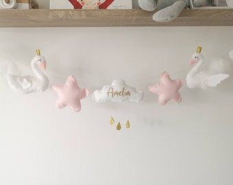 Swan nursery decor/accessories. Swan girls nursery garland, girls room accessories,  baby shower gift