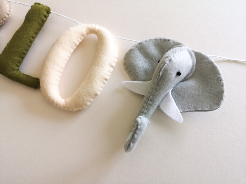 Safari name garland, safari wall decor, jungle nursery decor, safari garland, kids bedroom decor, baby shower gift, safari theme nursery. bild 16