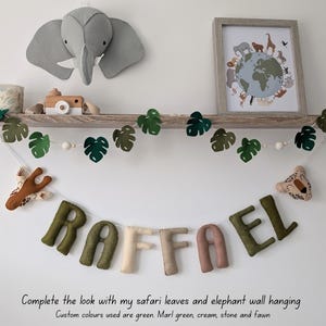 Safari name garland, safari wall decor, jungle nursery decor, safari garland, kids bedroom decor, baby shower gift, safari theme nursery. bild 6