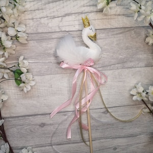 Princess swan wand, girls birthday gift, birthday outfit, swan gift, flower girl gift, fairy wand, personalised wand.