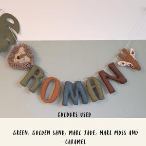 Safari name garland, safari wall decor, jungle nursery decor, safari garland, kids bedroom decor, baby shower gift, safari theme nursery. bild 8