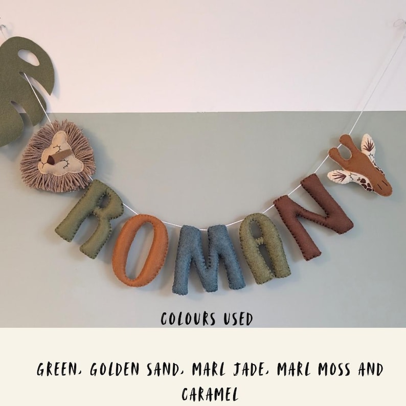 Safari name garland, safari wall decor, jungle nursery decor, safari garland, kids bedroom decor, baby shower gift, safari theme nursery. bild 8