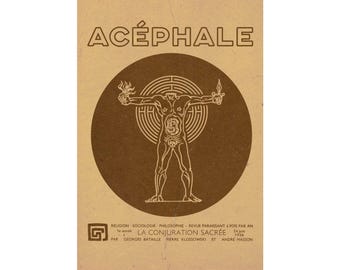 Acephale The Sacred Conspiracy Bataille Philosophy Poster Brown Print