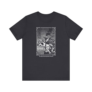 The Sleep of Reason Produces Monsters, Gothic Philosophy T-Shirt, Francisco Goya Art Tee, Bataille, Vintage Gothic Clothing image 3