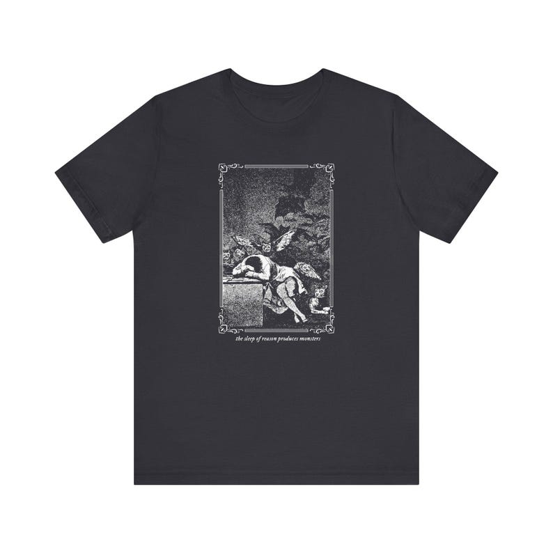 The Sleep of Reason Produces Monsters, Gothic Philosophy T-Shirt, Francisco Goya Art Tee, Bataille, Vintage Gothic Clothing image 3