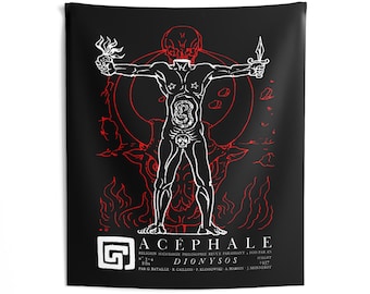 Acephale Headless Man Wall Tapestry, Georges Bataille Acid Horizon Art Decor, Unique Home Dorm Room Decor, Occult Tapestry, Surrealism Wall