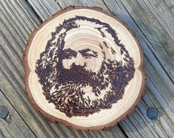 Custom Hand Wood Burned Philosophy Coasters with Rustic Live Edge (Unique item!)