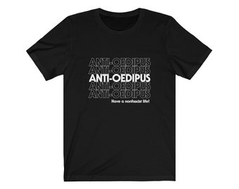 Thank You Anti-Oedipus Deleuze and Guattari Philosophy Critical Theory T-shirt (White and Blank Print)