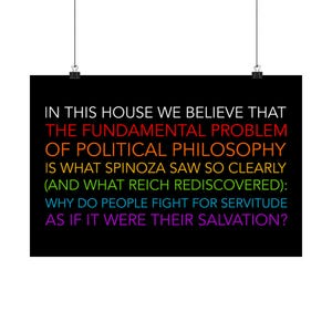 ドゥルーズとガタリの隷属か救済か　豊かなリベラルな道徳観のパロディ哲学ポスター