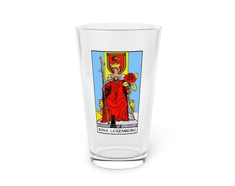 Rosa Luxemburg Queen of Wands Tarot Philosophy 16 oz Pint Glass