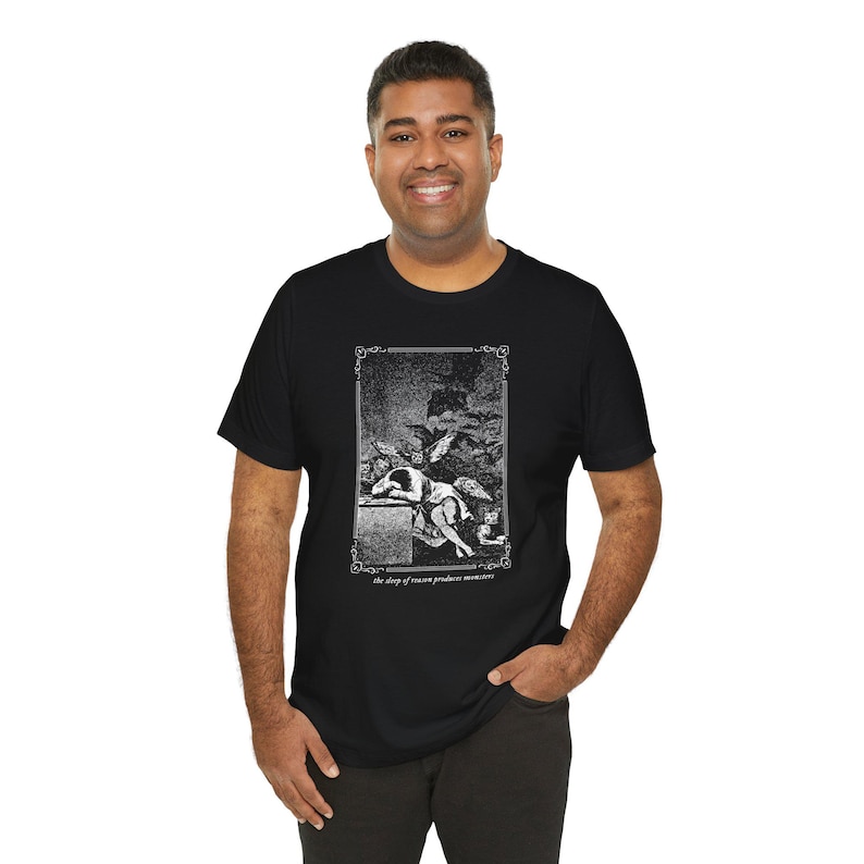 The Sleep of Reason Produces Monsters, Gothic Philosophy T-Shirt, Francisco Goya Art Tee, Bataille, Vintage Gothic Clothing image 5