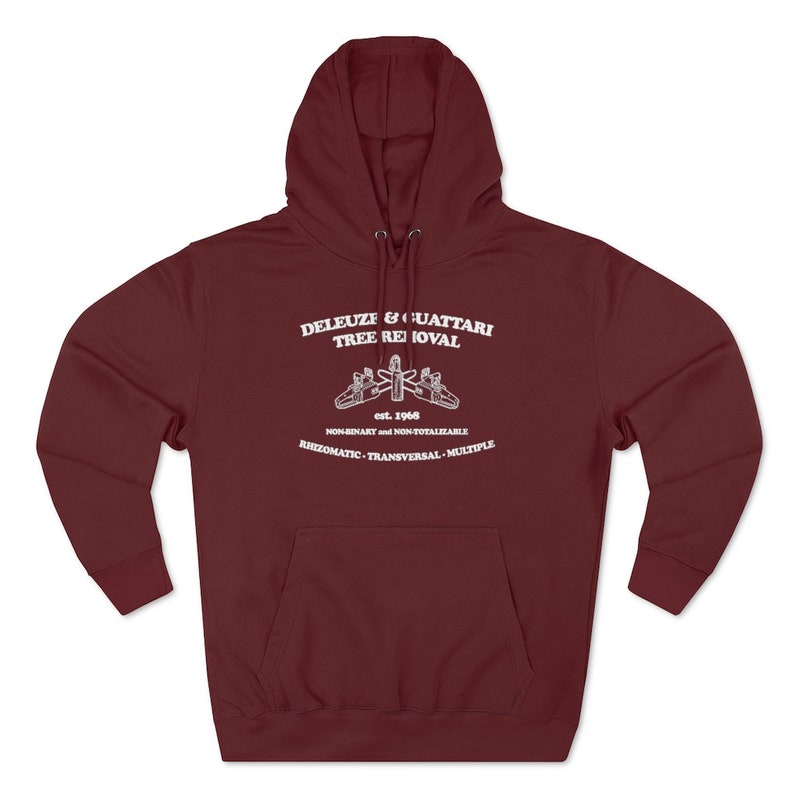 Deleuze and Guattari Tree Removal Hoodie Extra Colors Burgundy