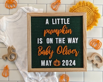 Custom Fall Baby Announcement Letter Board Icons - A Little Pumpkin  Pregnancy Photo Prop - Social Media Baby Reveal Felt Board Accessories