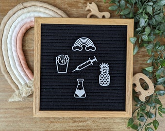 IVF Letter Board Icons - French Fries Pineapple Shot Rainbow, Test Tube - fertility treatment - in-vitro fertilization Felt Board Accessory