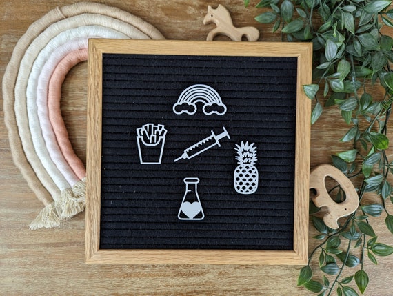 IVF Letter Board Icons - French Fries Pineapple Shot Rainbow, Test Tube - fertility treatment - in-vitro fertilization Felt Board Accessory