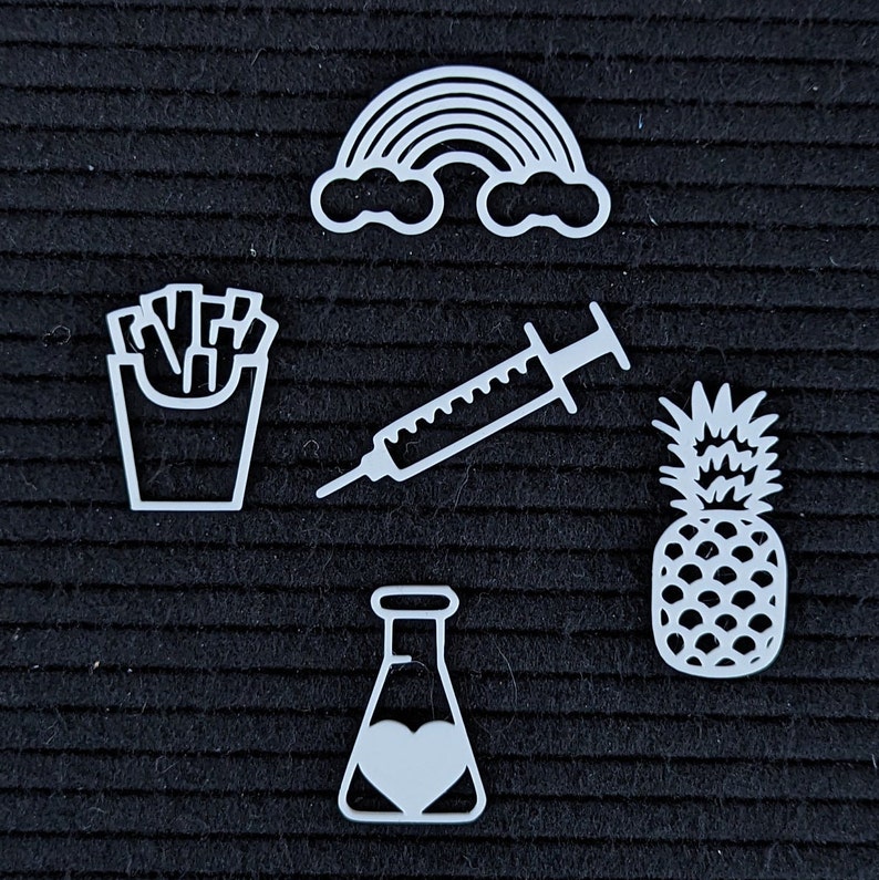 Icônes de tableau de FIV - Pommes de terre frites, ananas, arc-en-ciel, tube à essai - traitement de fertilité - accessoire de tableau en feutre pour fécondation in vitro image 5