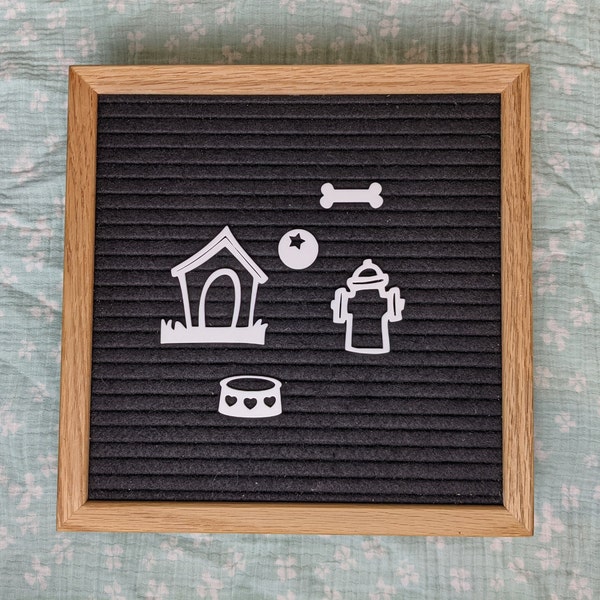 Dog Letter Board Icons / Puppy Felt Board Accessory / Animal / Dog House, Ball, Bone, Water Bowl, Fire Hydrant / New Dog Adoption Rescue