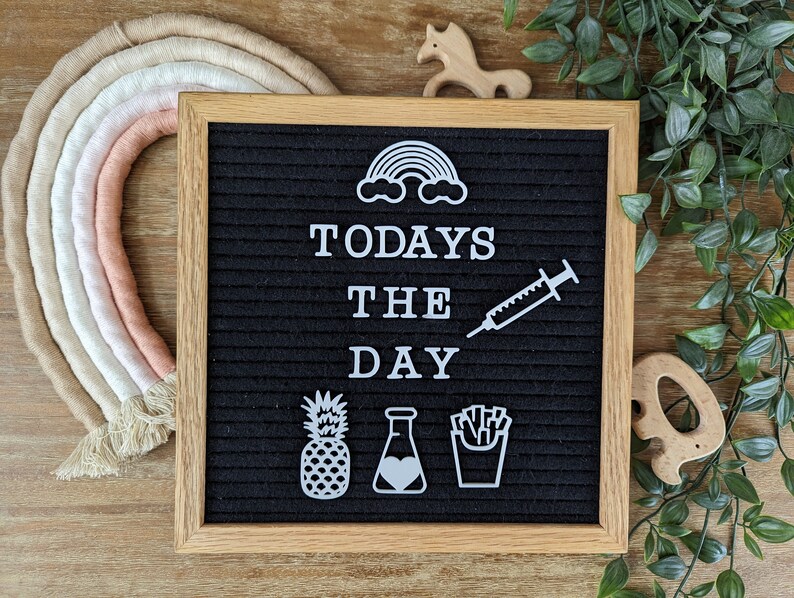 Icônes de tableau de FIV - Pommes de terre frites, ananas, arc-en-ciel, tube à essai - traitement de fertilité - accessoire de tableau en feutre pour fécondation in vitro image 3