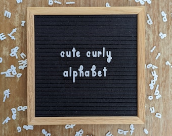 Letter Board Letters Cute Curly Alphabet - Sweet Girly, Swirl Felt Boards Letter Set - Lowercase Letters Font Set - Letter Board Accessories