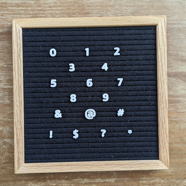 Letter Board Mini Numbers and Symbols Set - Tiny Numbers Felt Boards - Number Set - Numbers 0,1,2,3,4,5,6,7,8,9 - Letter Board Accessories