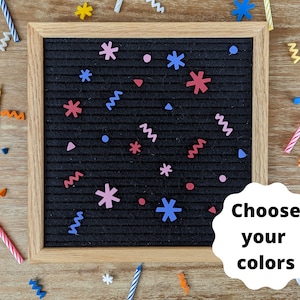 Confetti Letter Board Icons - Happy Birthday Felt Board Accessory - Choose your own colors - New Years Eve Custom Holiday Celebration Decor