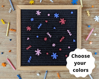 Confetti Letter Board Icons - Happy Birthday Felt Board Accessory - Choose your own colors - New Years Eve Custom Holiday Celebration Decor