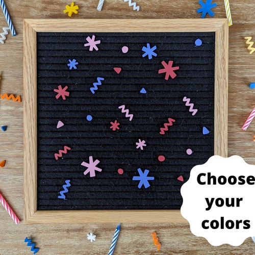 Confetti Letter Board Icons - Happy Birthday Felt Board Accessory - Choose your own colors - New Years Eve Custom Holiday Celebration Decor