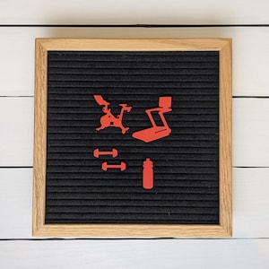 Workout Letter Board Icons / Bike, Treadmill, Water Bottle, Weights / Home Gym / Exercise Bike / Training Plan felt board accessory