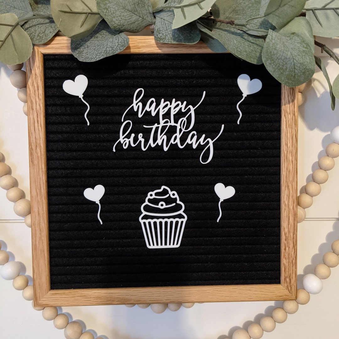 Happy Birthday Letter Board Icons Party Felt Board Accessory Balloons